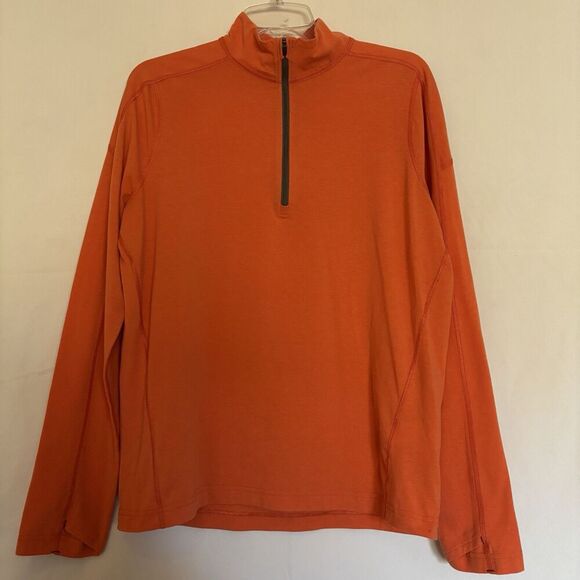 STIO Men's Sweater 1/4 Zip Pullover Lightweight Thumbholes Orange Size Medium - Picture 1 of 16